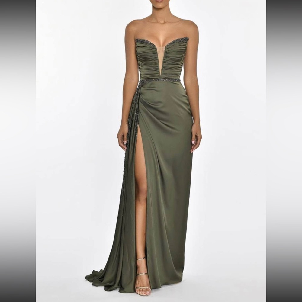 Green Gown with Beaded Details